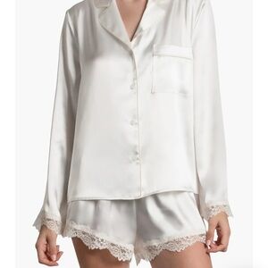 In Bloom by Jonquil Lace Trim White Pajama Set